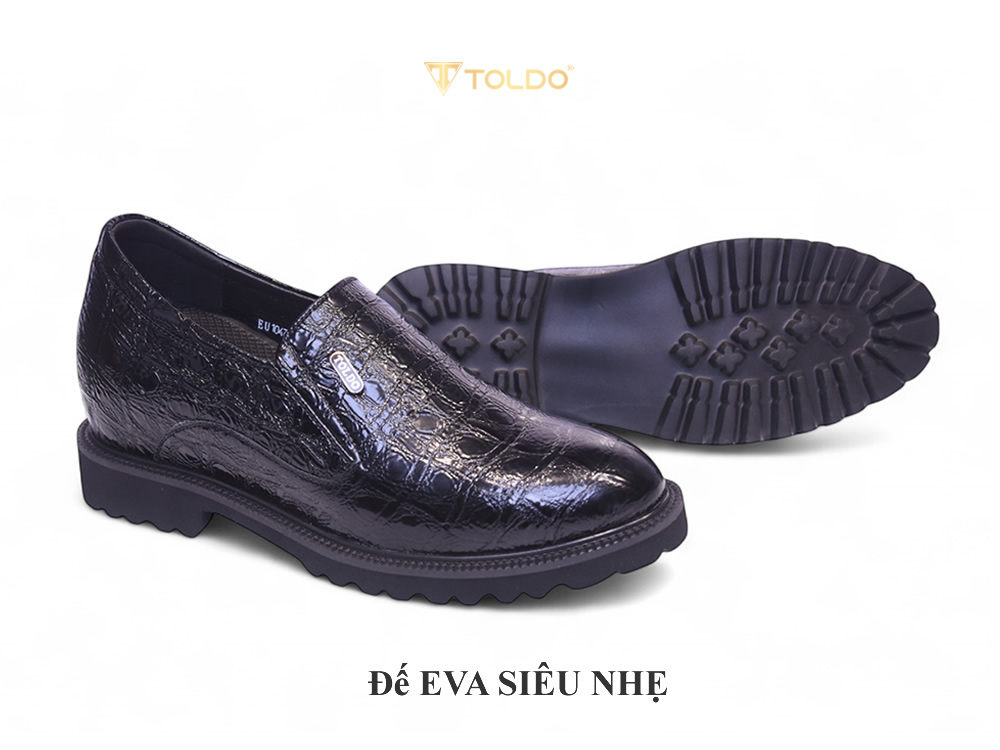 Giày cao 10 da bóng vân cá sấu 10